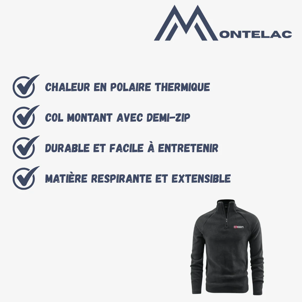 Veste polaire thermique demi-zip respirante pour homme | Montelac – Image 3
